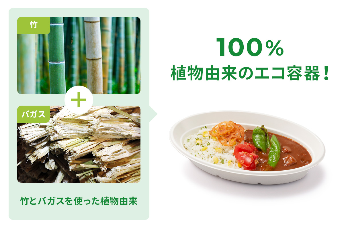 竹とバガスを使った環境に優しい植物由来の容器