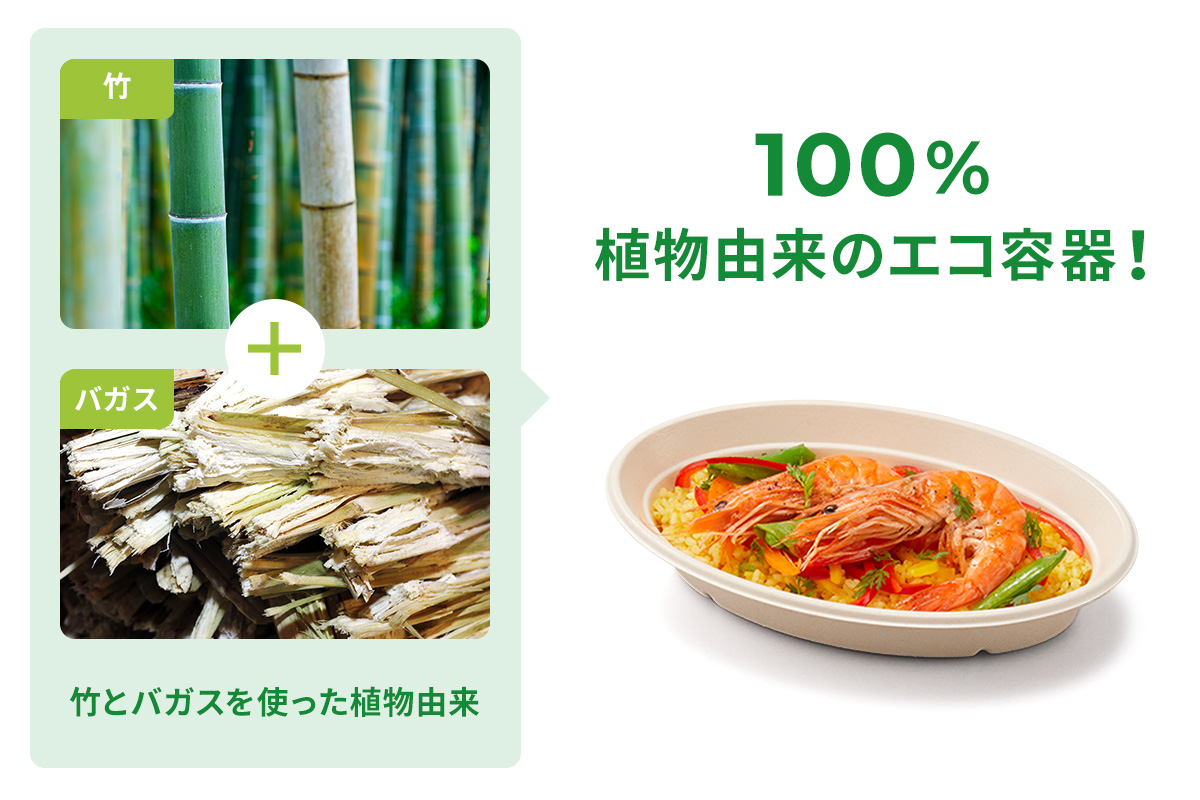 竹とバガスを使った環境に優しい植物由来の容器