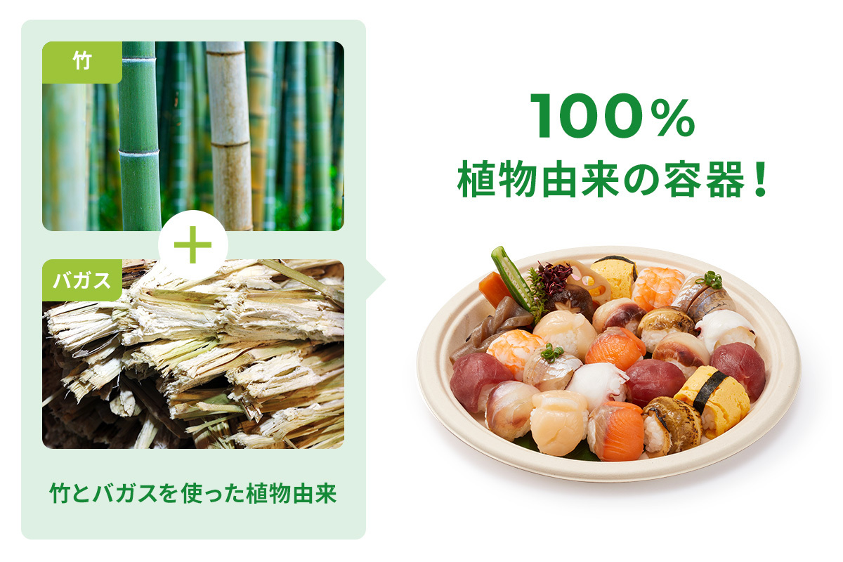 竹とバガスを使った環境に優しい植物由来の容器