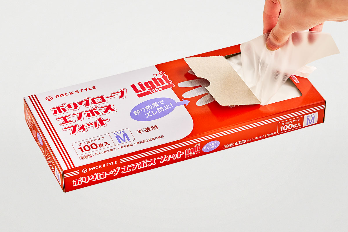 ポリ手袋ライトフィット箱入半透明　Ｍ